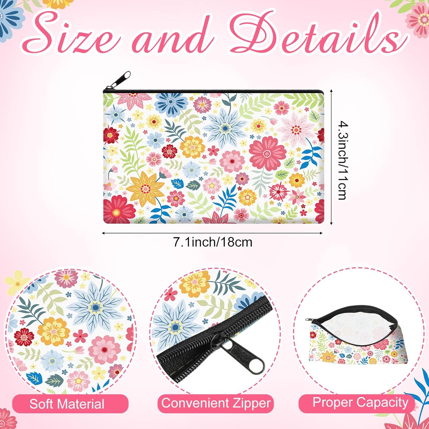 Reginary 20 Pieces Cosmetic Bag for Women, Roomy Makeup Bags with Zipper Toiletry Bag Pouch Travel Accessory Organizer Gifts, 7 x 4.3 Inches - Image 2