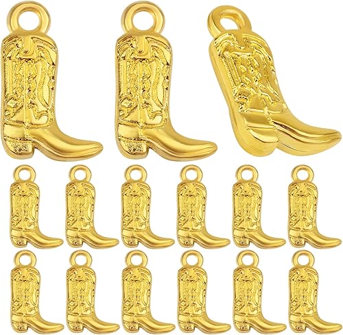 Miniatura 8 de BronaGrand 50 dijes de plata antigua para botas de vaquero occidental, de aleación, vintage, para aretes, pulseras, collares, joyería