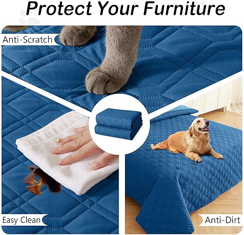 Miniatura 4 de hyha - Cobija o funda de sofá impermeable para cama o mueble para perro o mascota, suave, impermeable, reversible y lavable, 52 x 82 pulgadas, azul