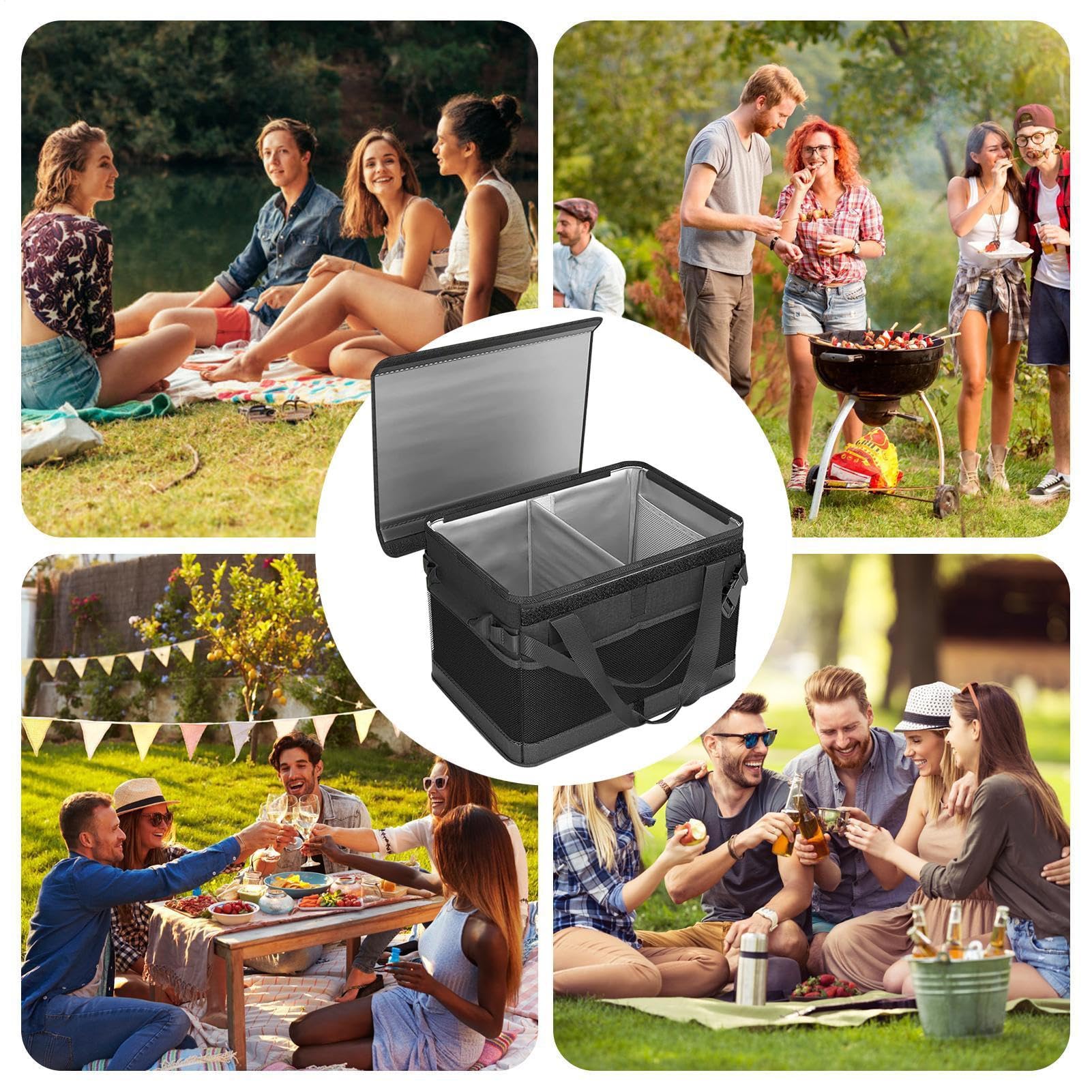 Bolsa Térmica de Viaje Plegable De Gran Capacidad | Bolsa Enfriadora A Prueba De Fugas para Recreación, Camping, Actividades al Aire Libre, Parque, Viajes, Playa, Barbacoa,