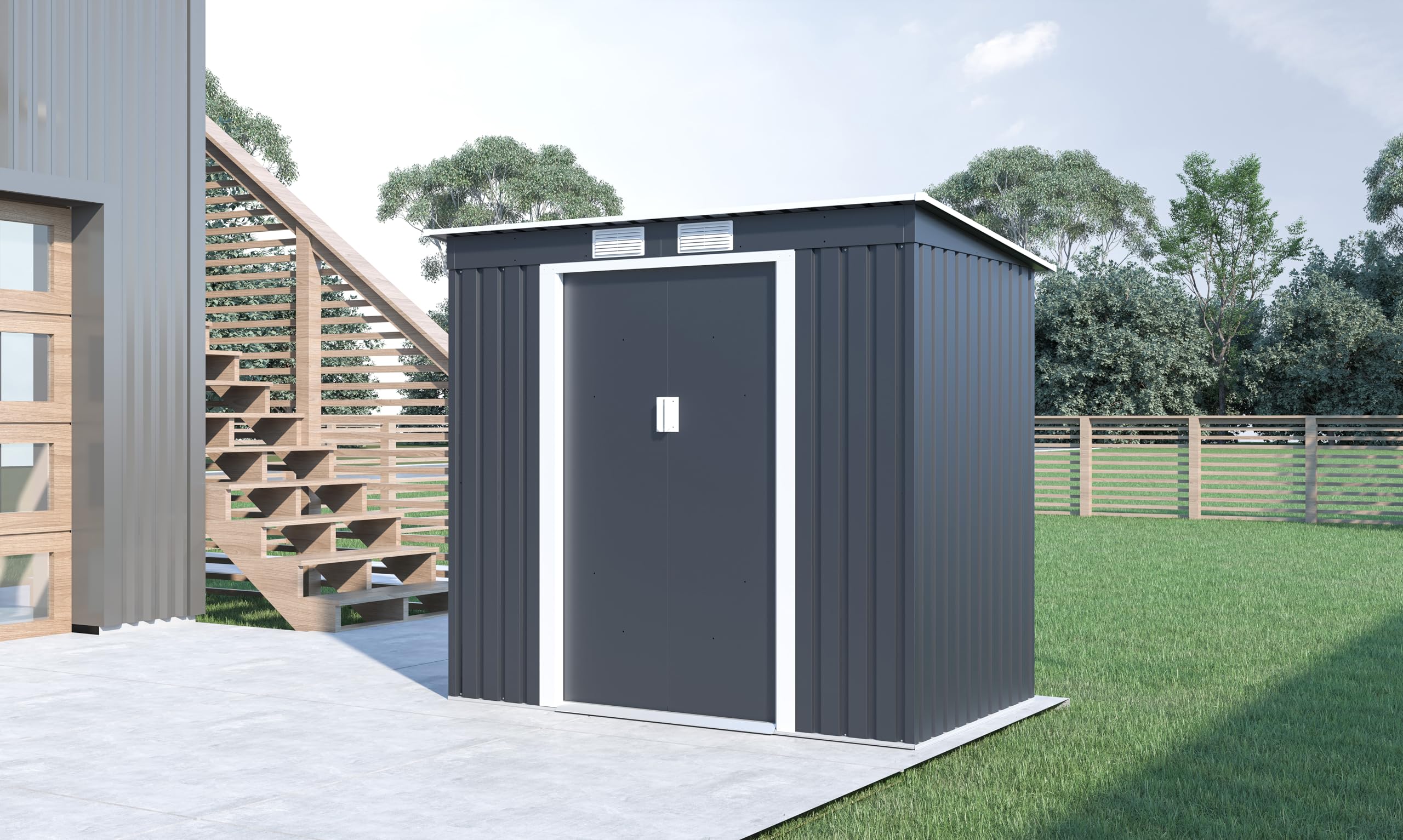 Amazon | GROVE 物置 幅191㎝ 奥行111cm 高さ176㎝ 屋外 物置キット