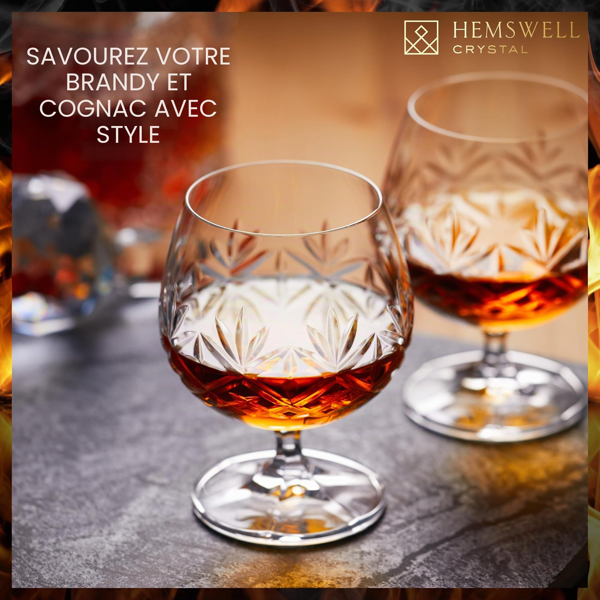 Verres à Brandy 2 pièces 250 ml – Cristal sans plomb, boîte satinée de présentation, design Glenrigg haut de gamme – Idéal Cognac, Brandy & spiritueux