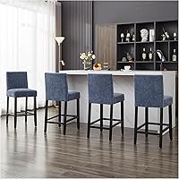 Vista 25 de Taburetes de bar de piel sintética de 26 pulgadas, modernas sillas de bar tapizadas de altura de barra, taburetes de bar con patas de madera maciza