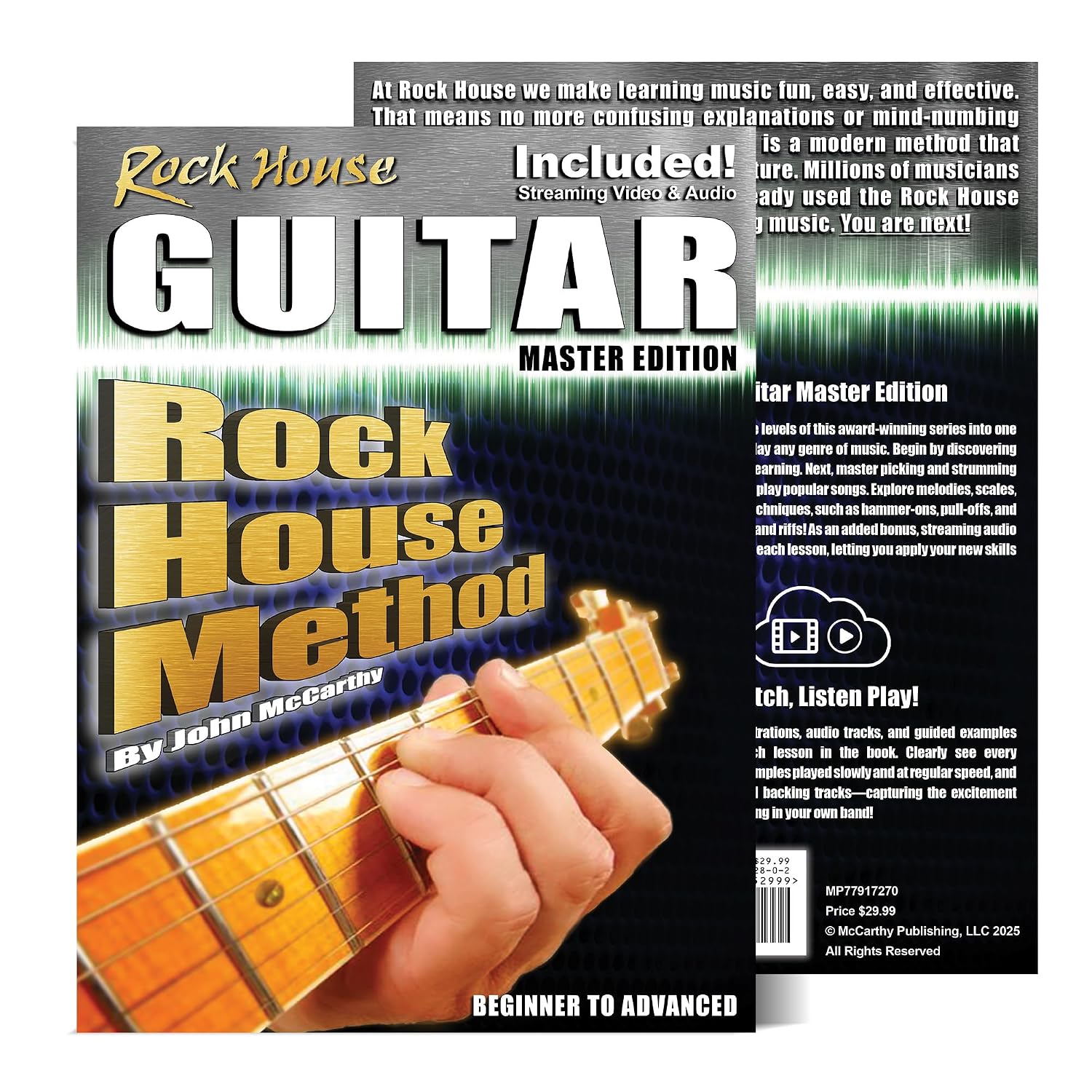 Rock House Guitar Master Edition by John McCarthy - Complete Beginner Guitar Book Course with Online Video & Audio Lessons, Downloadable Worksheets for Acoustic Guitar & Electric Guitar