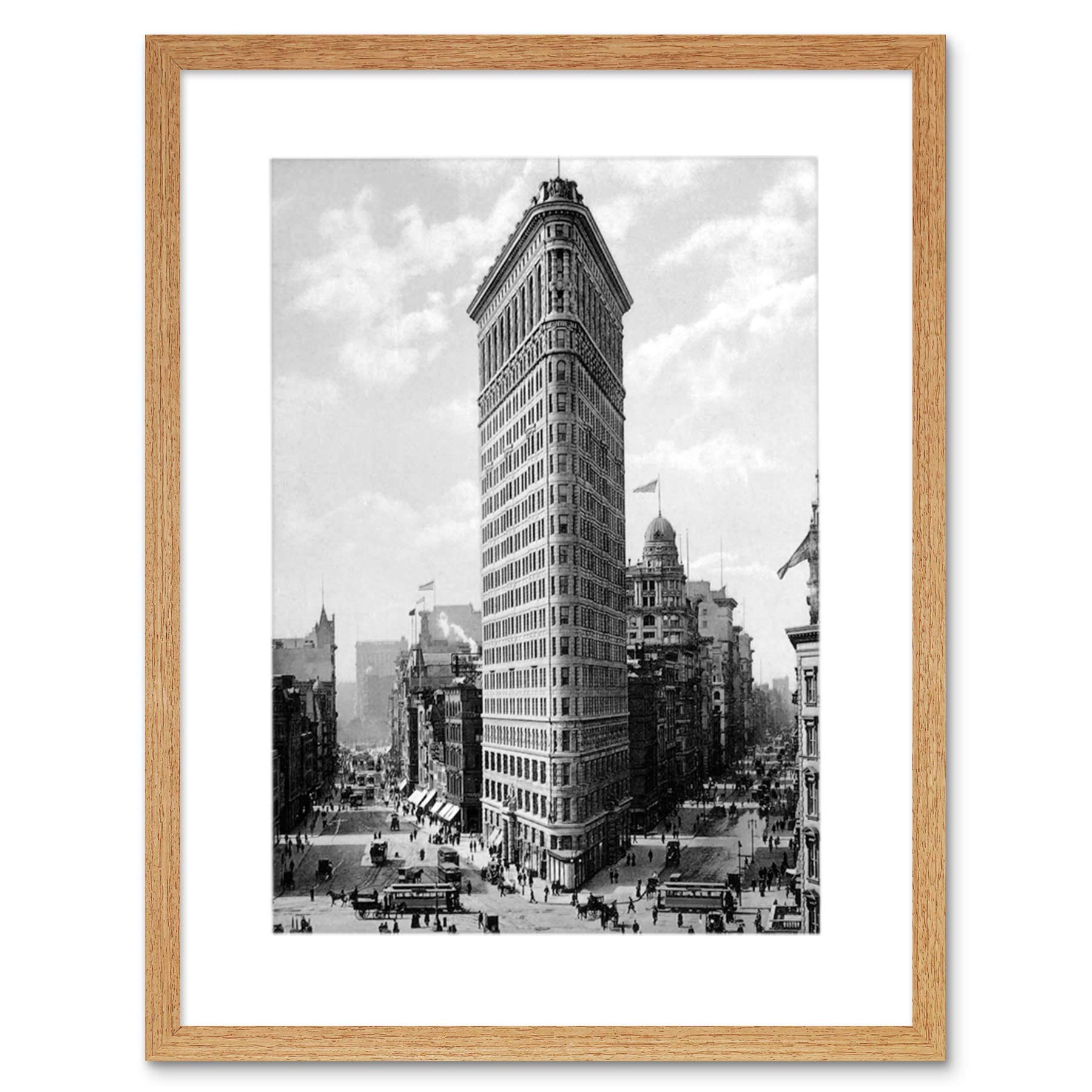 Wee Blue Coo Flat Iron Building Ny 1903 Vintage History Old BW Photo & Framed Wall Art Print