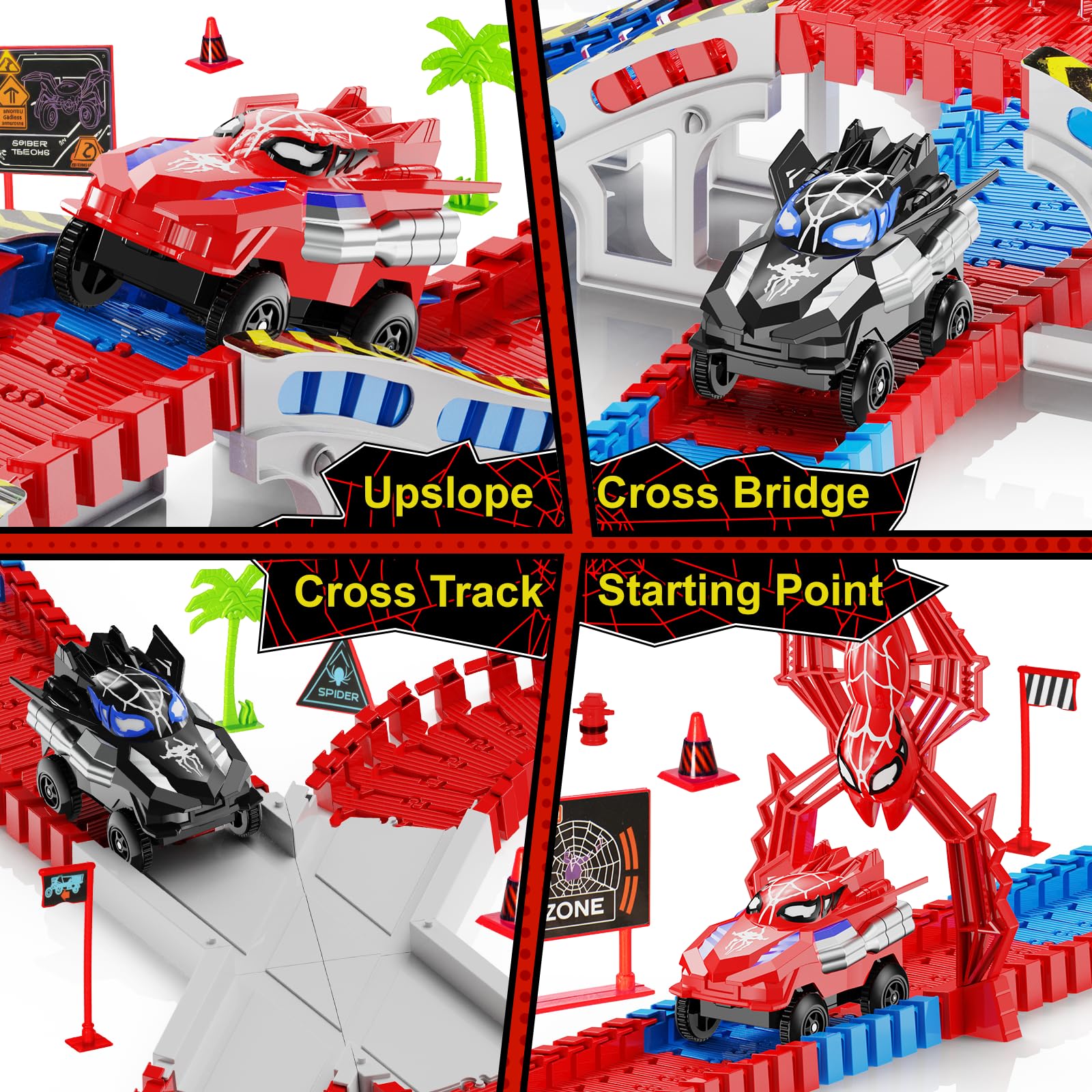 Spider Construction Race Track Set for Kids Ages 3-9, STEM Building Car Track Toys with Superhero Cars - Image 3