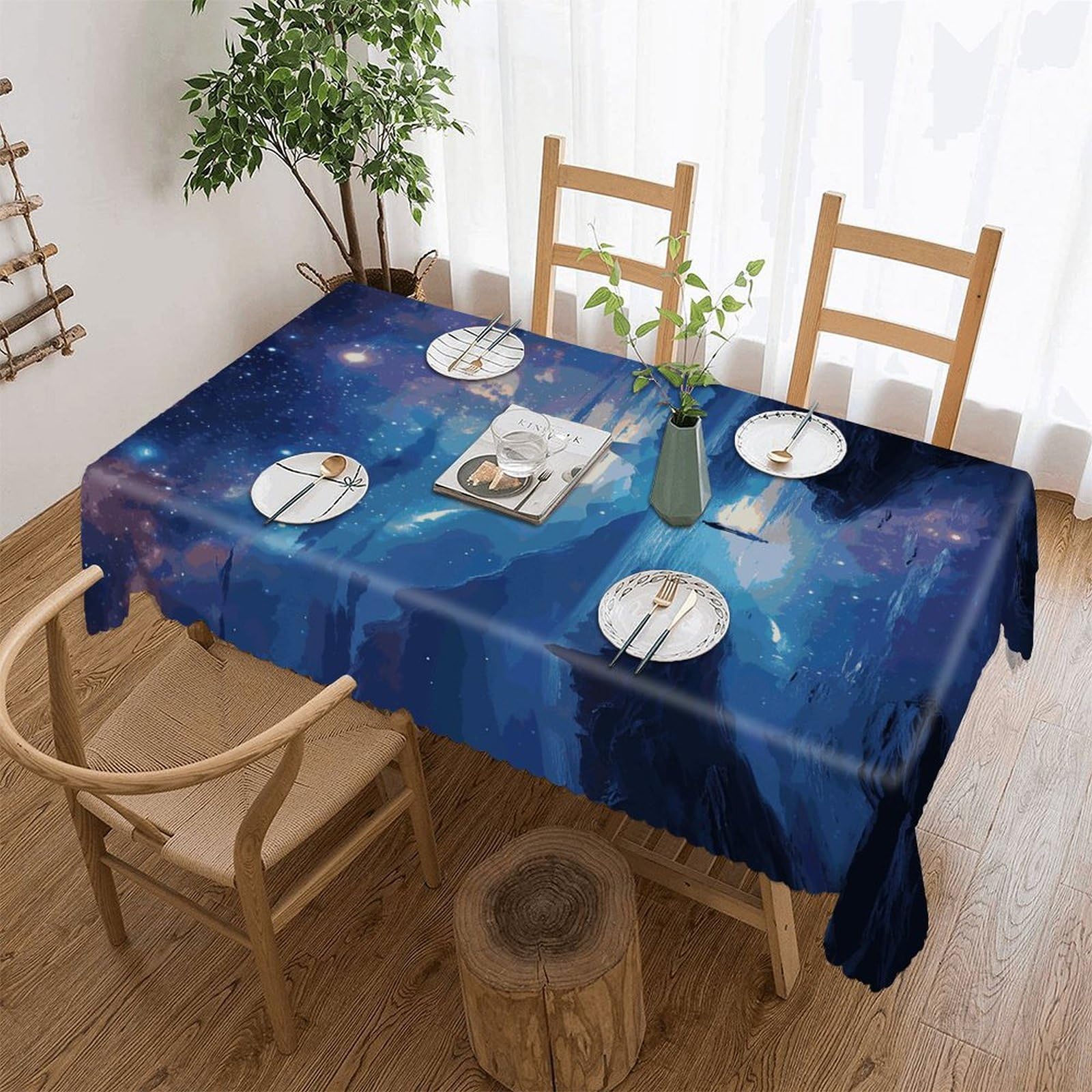 FekiLoot Night Sky Tablecloths for Rectangle Tables Wipeable Spillproof Polyester Table Cloth Wrinkle Free Farmhouse Dining Tables Cover Elegant Vintage Decor Tablecover
