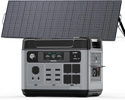 OUKITEL Estacion de Energia Portatil 3200W (Pico 6400W) Generador Solar | con Panel de 500W, Batería LiFePO4 de 2048Wh, 4 Tomas de CA, Carga Rápida 1,2h, Power Station para Camping, Hogar,SAI Backup