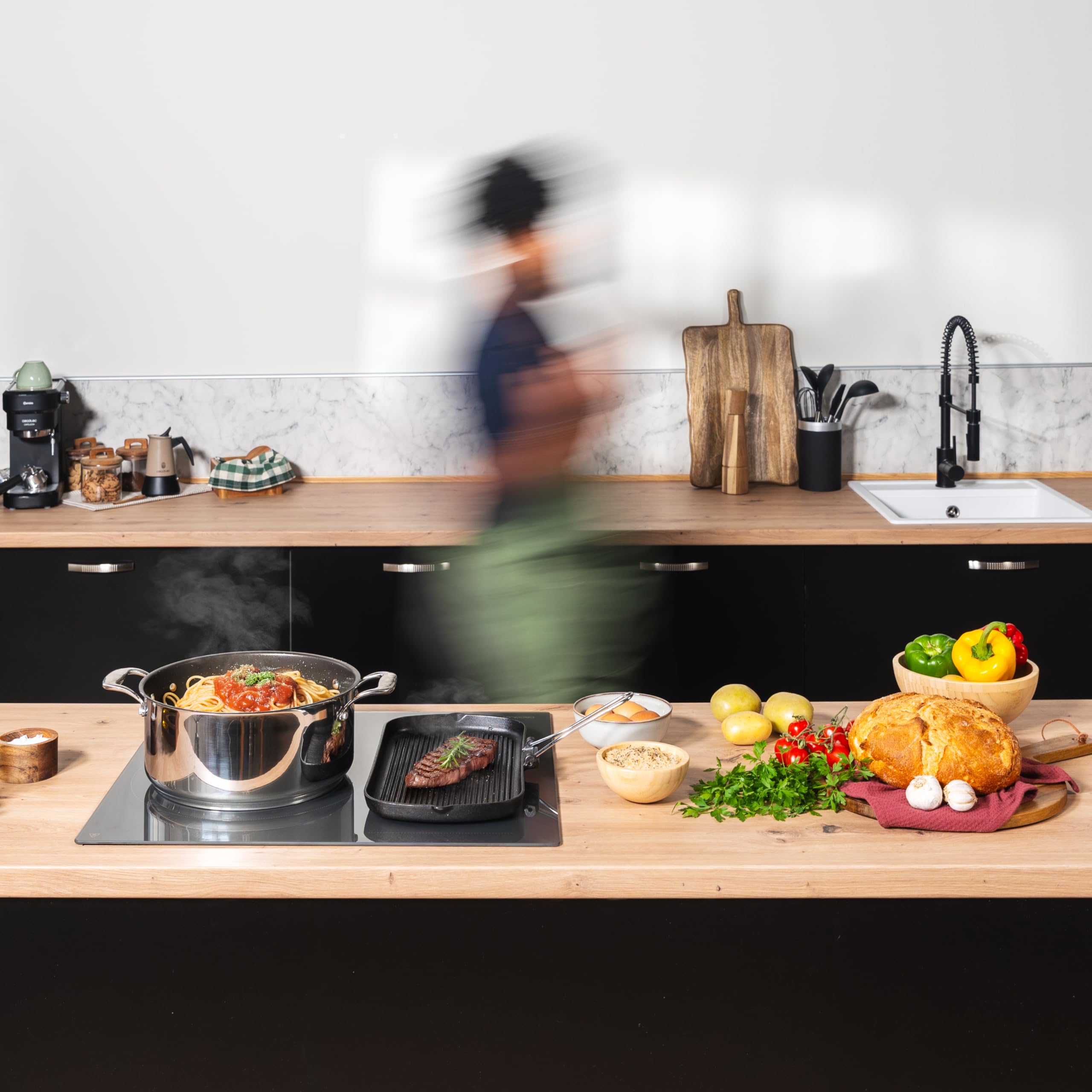 Cecotec Plaque Induction Avec Zone Flex Et Extra Large De 32 cm Bolero Squad I 3600 FullFlex Grey. Plaque à Induction, Contrôle Tactile, Fonction Keep Warm, Kid Lock et minuterie