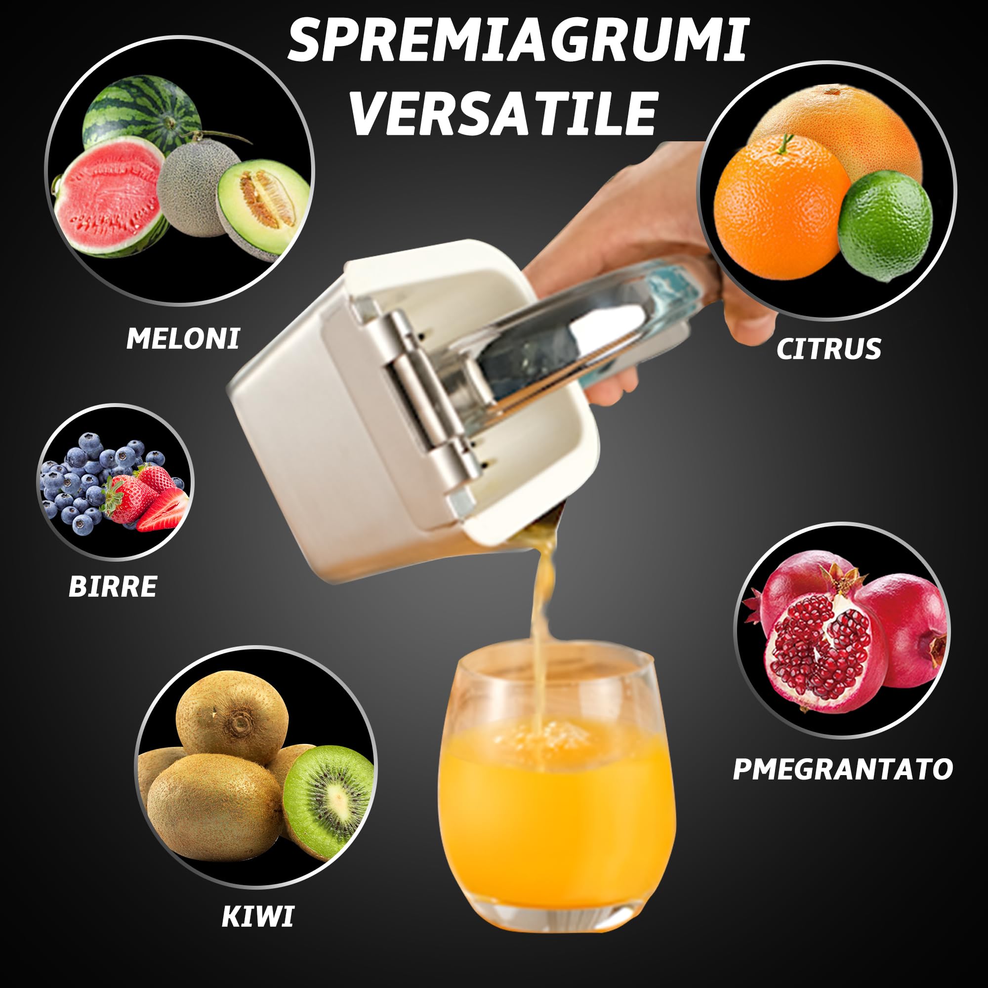 Spremiagrumi manuale in Acciaio Inox di qualità Premium | Professionale Spremi lime per frutti grandi | Con impugnatura ergonomica | Spremi limone on 5 anni di garanzia