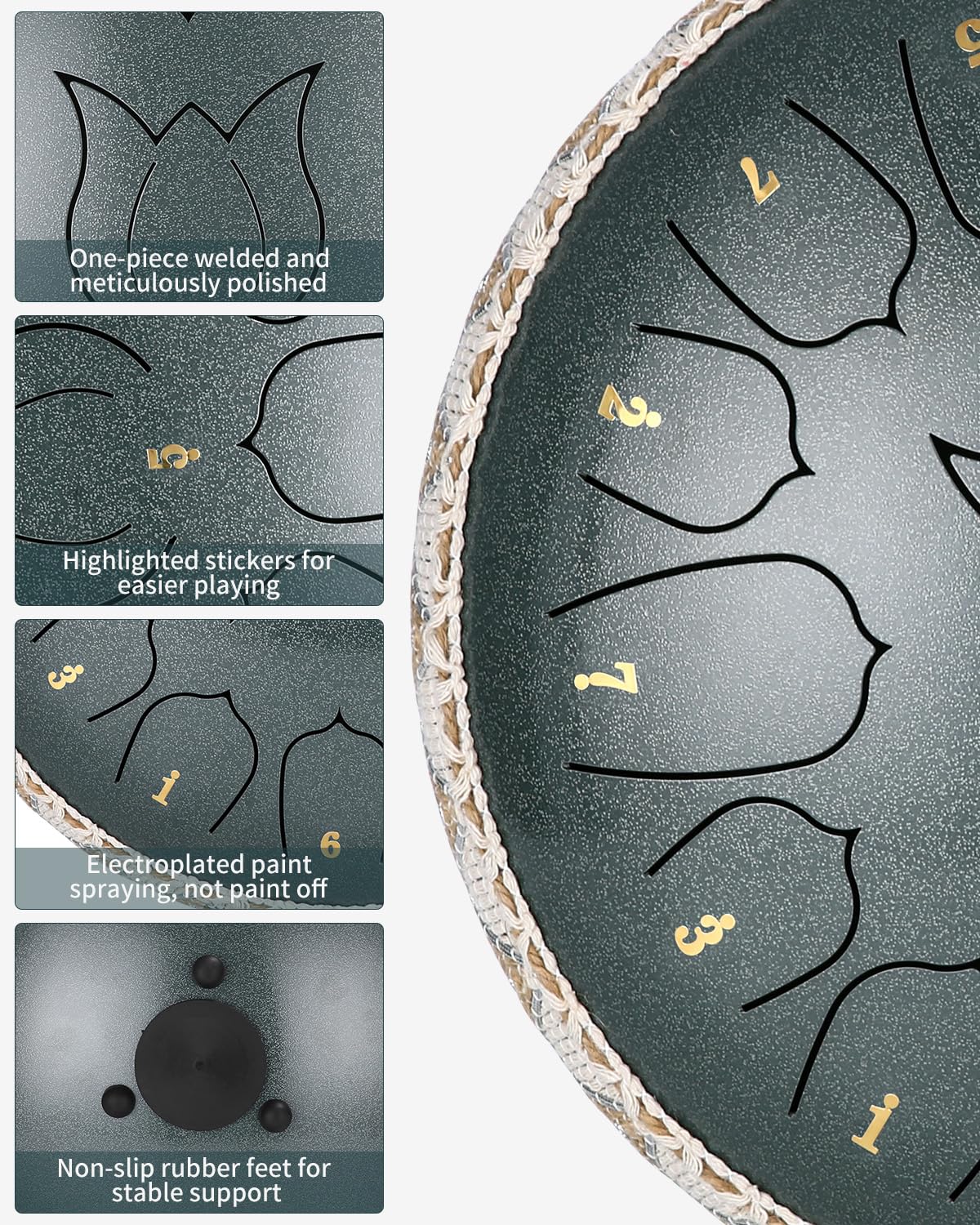 heuchaey Steel Tongue Drum,12'' 13Note Handpan Tongue drum Tamburo Handpan Strumento a Percussione con Bacchette per Tamburi Carry Bag Note Sticks spartiti in omaggio per Prestazione Meditazione Yoga