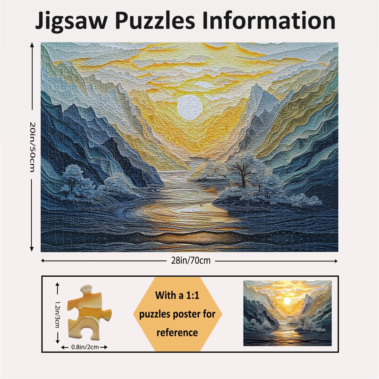 Jigsaw Puzzles for Adults 1000 Pieces Impossible Hard Difficult Challenging Puzzles for Adults 1000pc Puzzles Sunrise at Mountain Peak Jigsaw Puzzle 1000 Pieces 28 x 20 inch