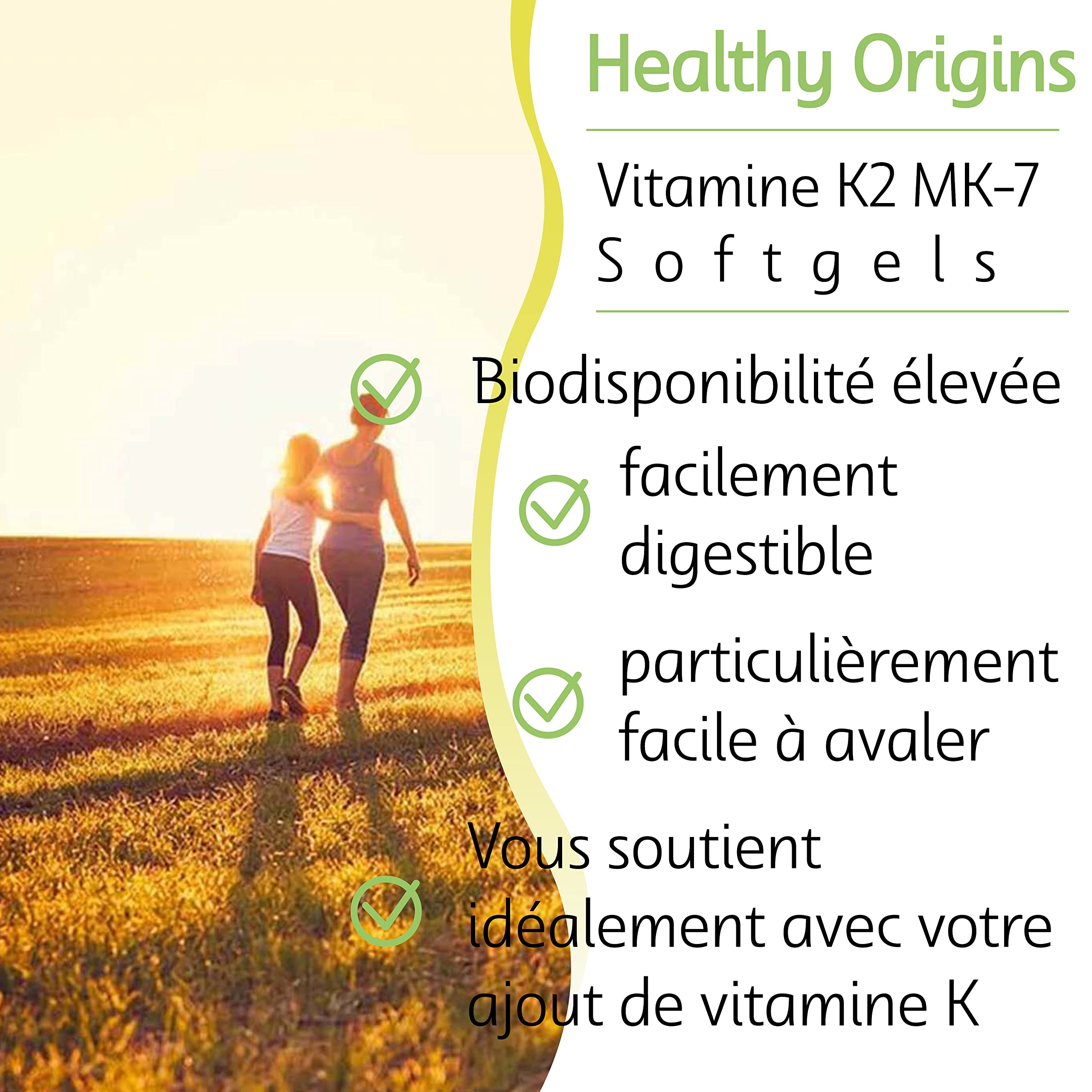Healthy Origins, Vitamin K2 comme MK7, 100 mcg, 180 Gélules végétales, Hautement Dosé, Sans Gluten, Sans Soja, Sans OGM