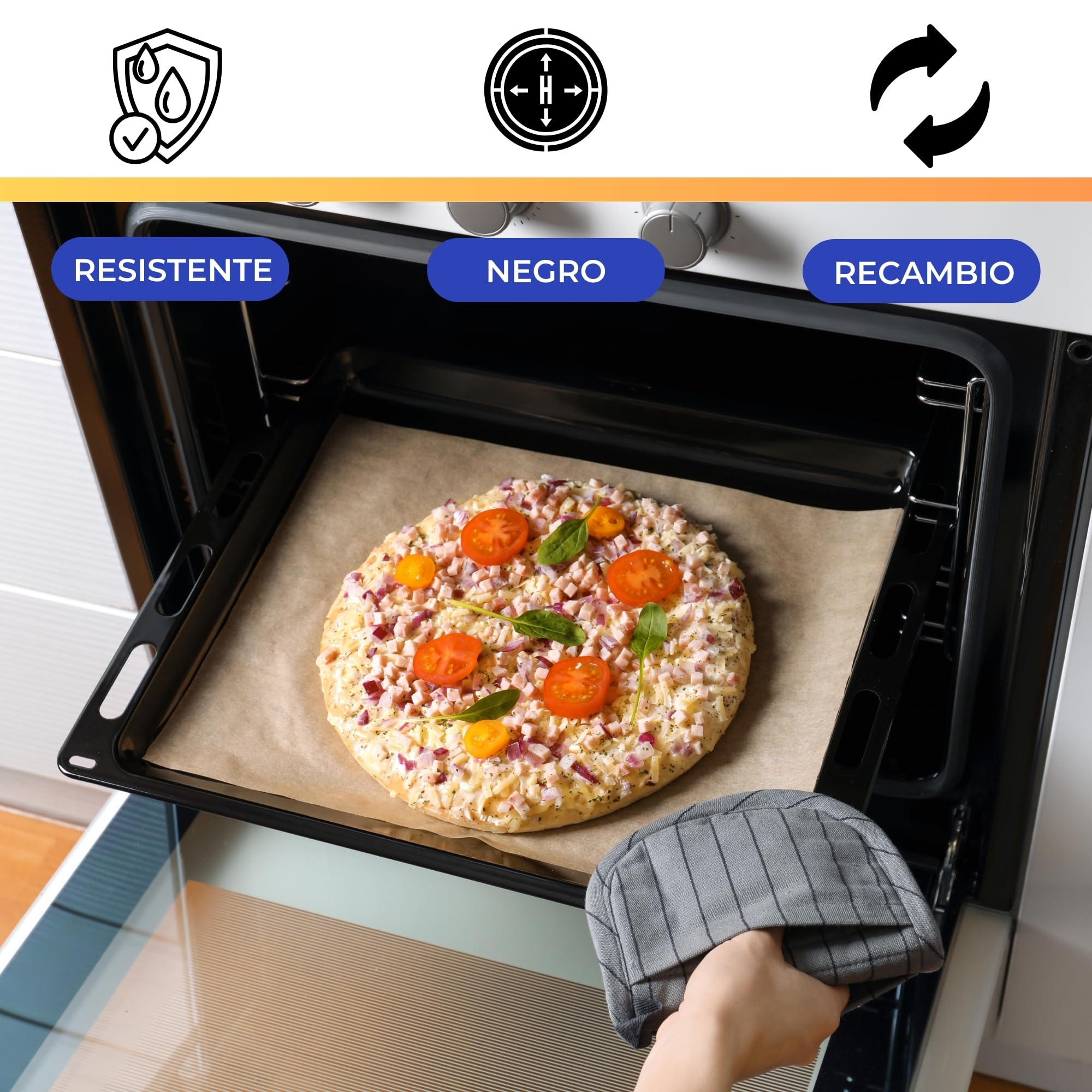 CHEFZOCO Bandeja para horno, Fuente para horno, Bandeja esmaltada, Compatible con Bosch HEZ431001 00748225, Siemen HZ431001, Junker JZ11BE11, Viva VVZ20H2, HC490, S2K, 370 mm profundo x 442 mm ancho