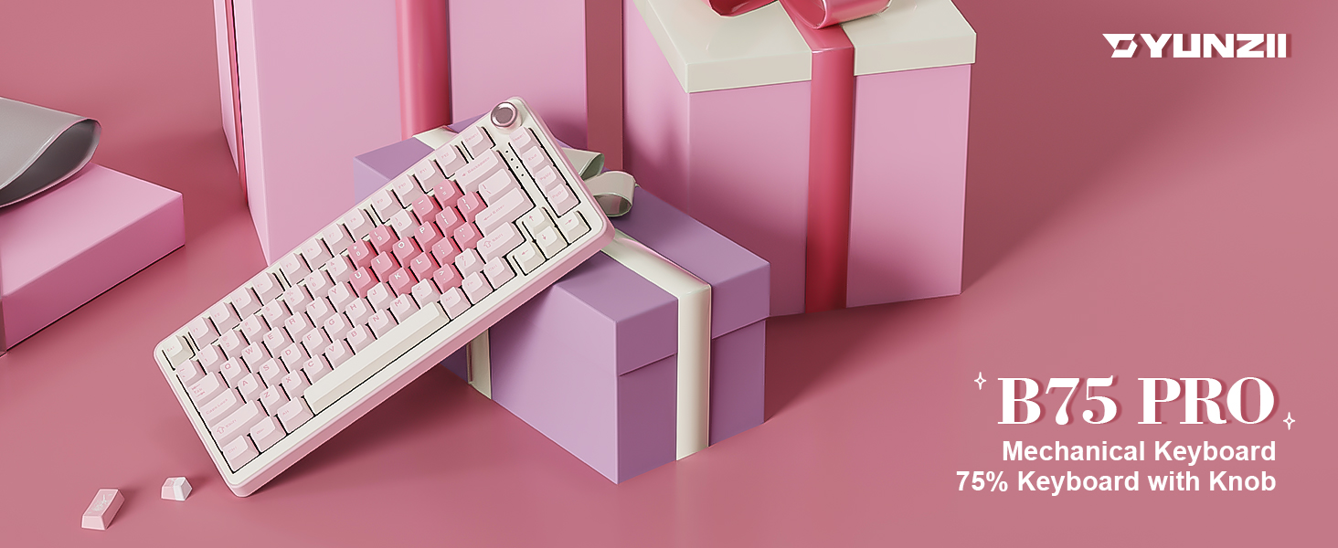 YUNZII B75 PRO 75% ゲーミングキーボード ピンク Amazon.com: YUNZII B75 PRO Wireless Mechanical Gaming Keyboard