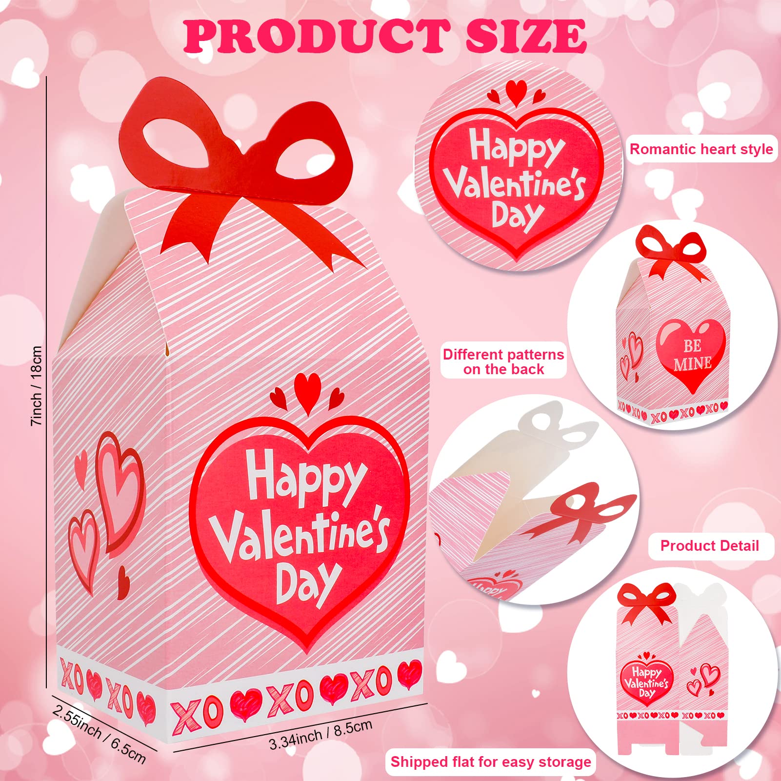 Scatole Regalo San Valentino 10x10x7.5cm - Con Finestra Trasparente E Biglietti D'Amore