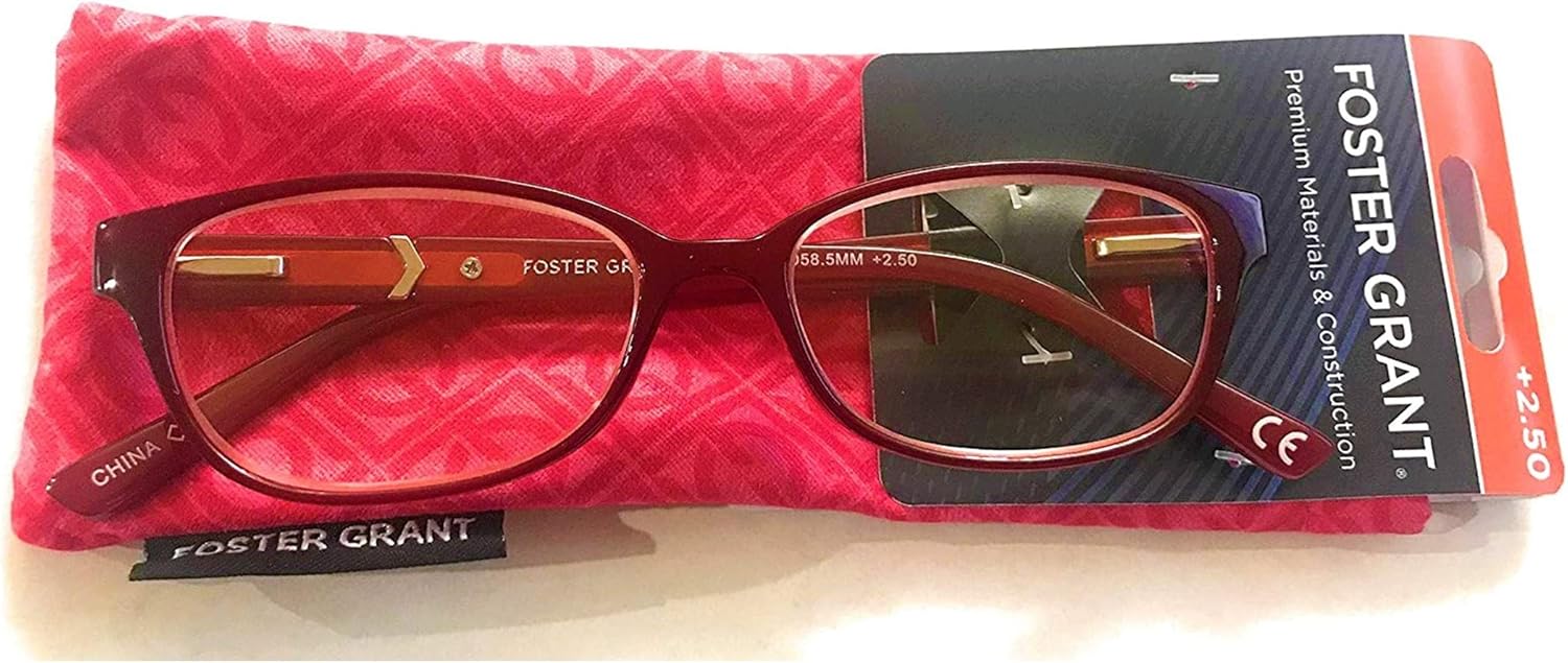 Foster Grant Coloread Wine Evalina – Gafas de lectura para mujer con estuche +3.25