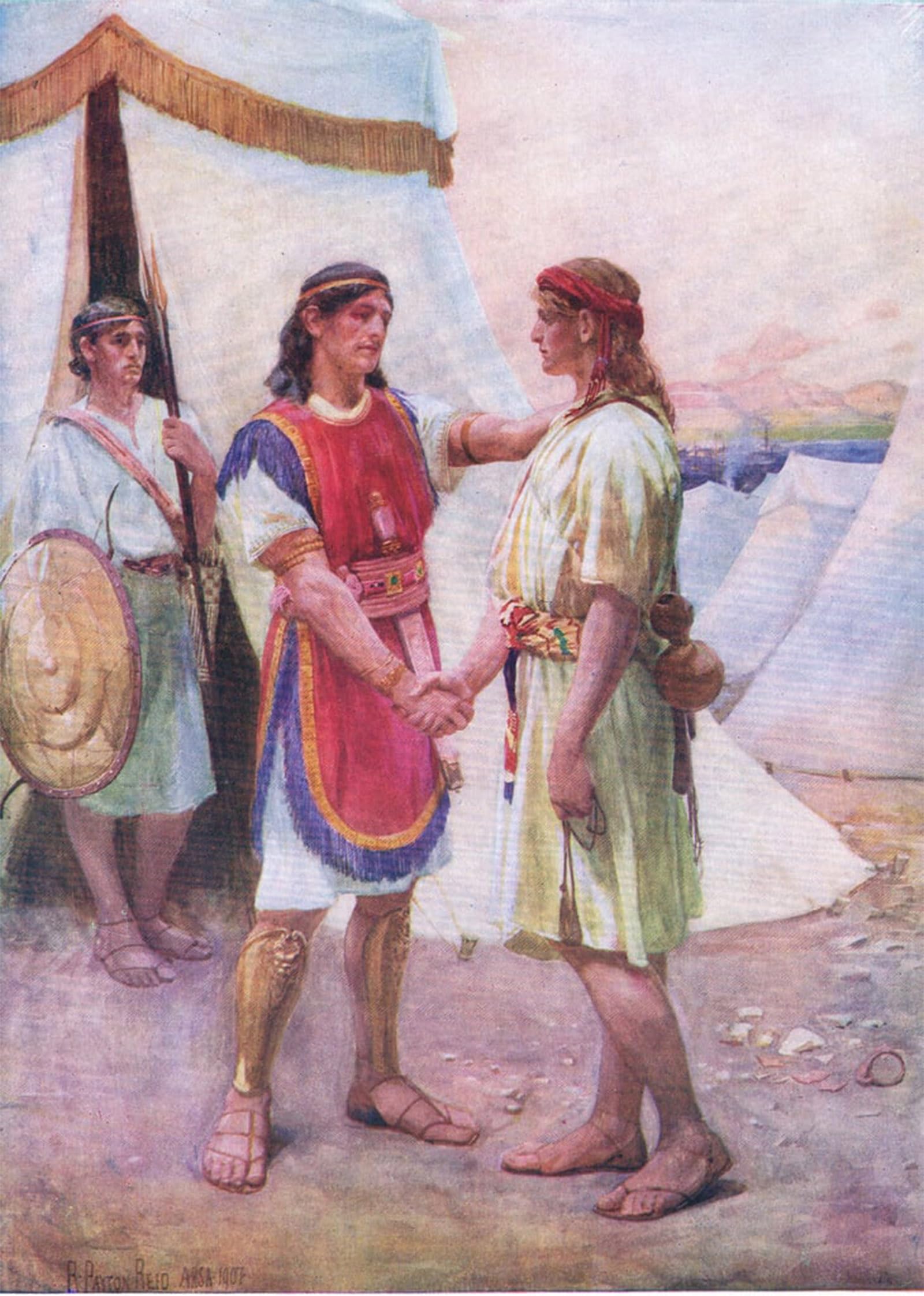 SERENDIPITP Abstract Painting Mural Print Picture Wall Decor Painting David and Johnathan From the Bible Picture Book Published by Robert Payton Reid Vintage Wall Artwork for Home Decor 60x90cm