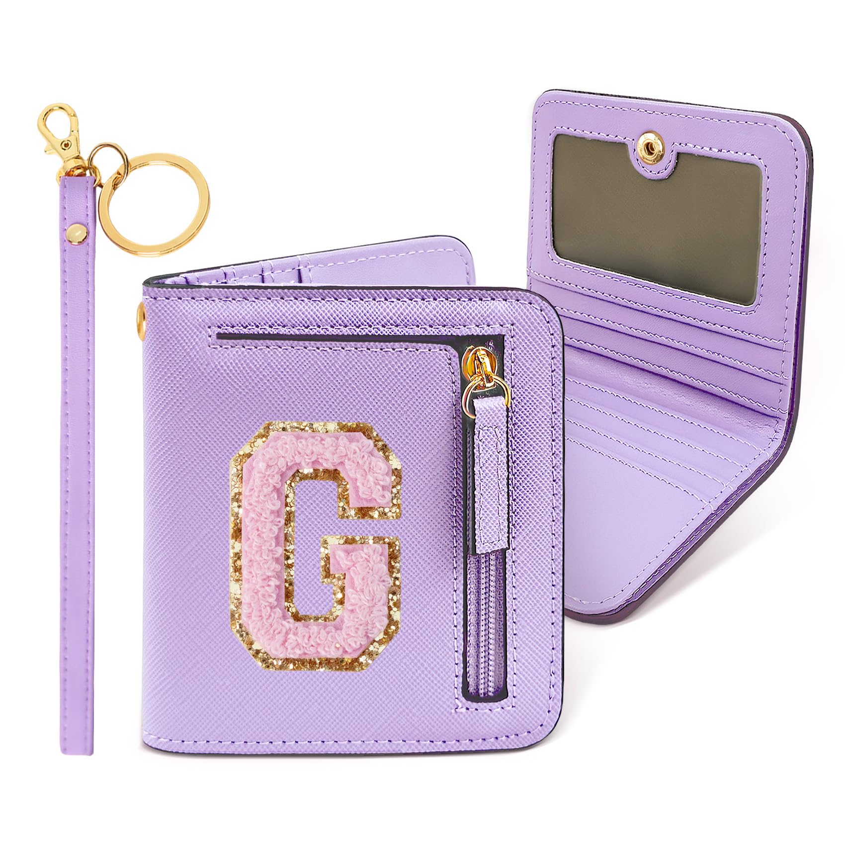 COSHAYSOO Girls Small RFID Wallet Trendy Birthday Gifts for Daughter Granddaughter Sister Chenille Letter G Purple