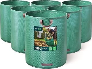 VOUNOT® Gartenabfallsack 500 Liter, 6er Gartensäcke für Grünabfall, Selbststehend und Falt, Laubsack Selbstaufstellend aus robustem Polypropylen-Gewebe (PP) 150gsm