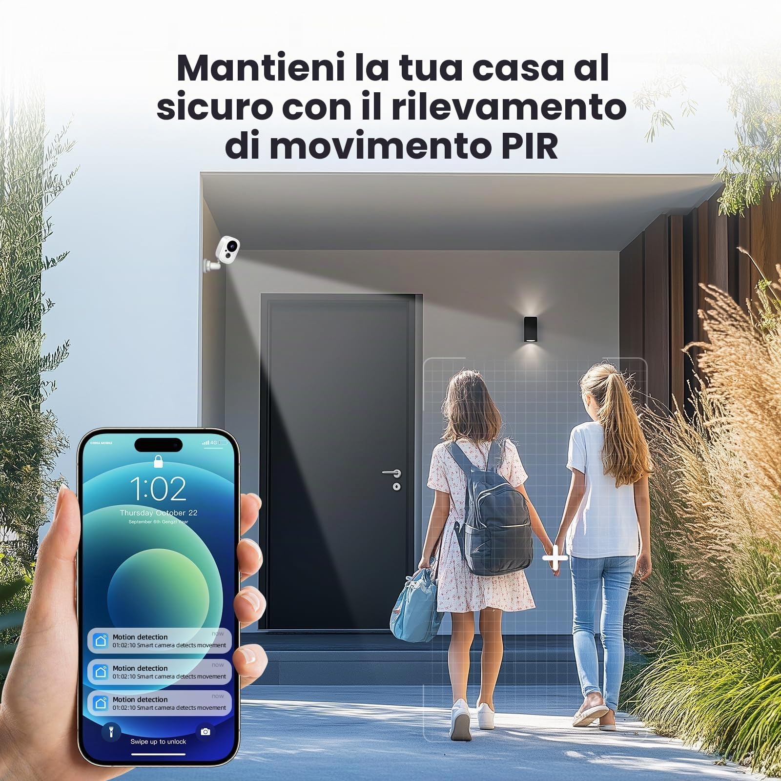 Sistema di allarme domestico wireless 4G+WIFI con telecamera esterna - Configurazione rapida e semplice, nessun canone mensile, controllo tramite app per la sicurez