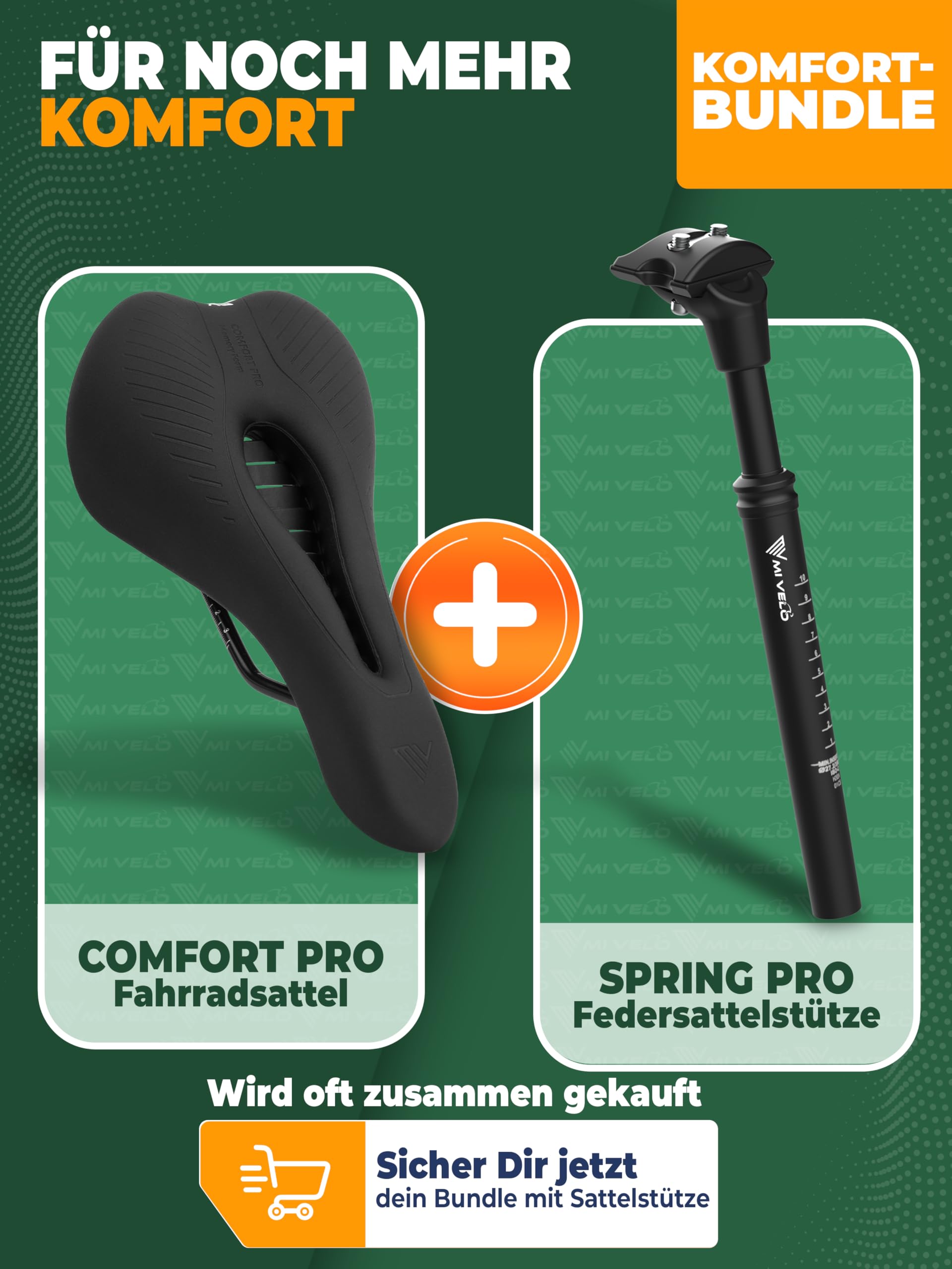 MIVELO Comfort PRO - Selle de vélo en mousse à mémoire de forme - Selle de vélo pour femme - Selle de vélo pour homme et femme - Confortable et ergonomique