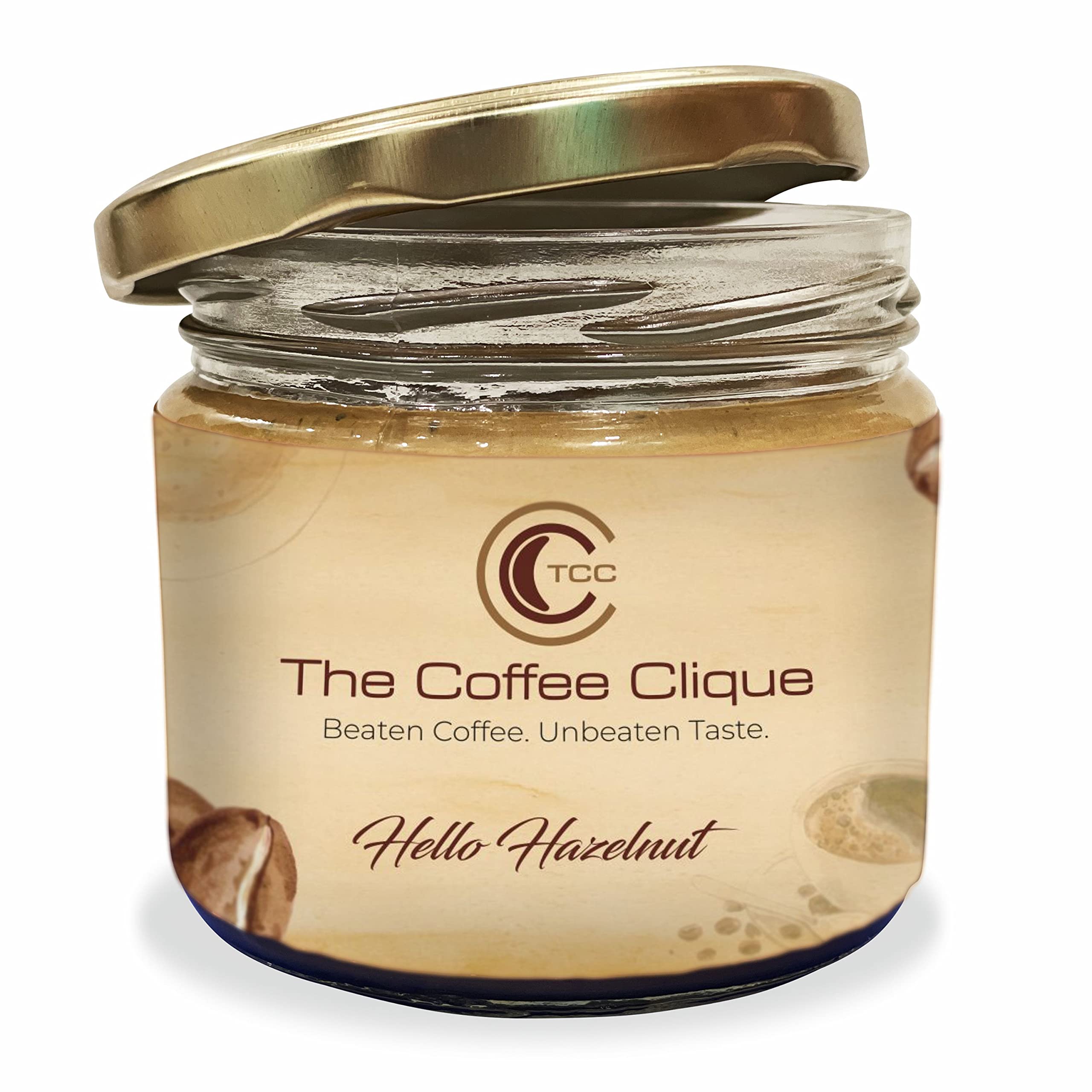 The Coffee Clique | Hello Hazelnut | Beaten Coffee Paste | Cafe Like Cappuccino At Home | No Additional Sugar Needed | 220 Grams | Flavoured Coffee