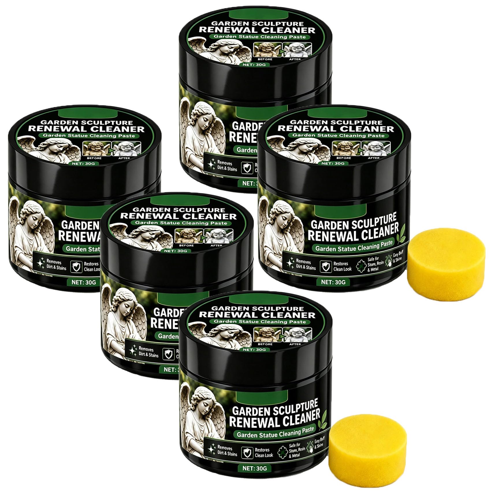 Pasta detergente per il rinnovamento delle statue da giardino, 30 g (5Pcs) | Detergente per statue da giardino, pulisce decorazioni per statuette di Natale, Halloween, pietra, mattoni e sculture