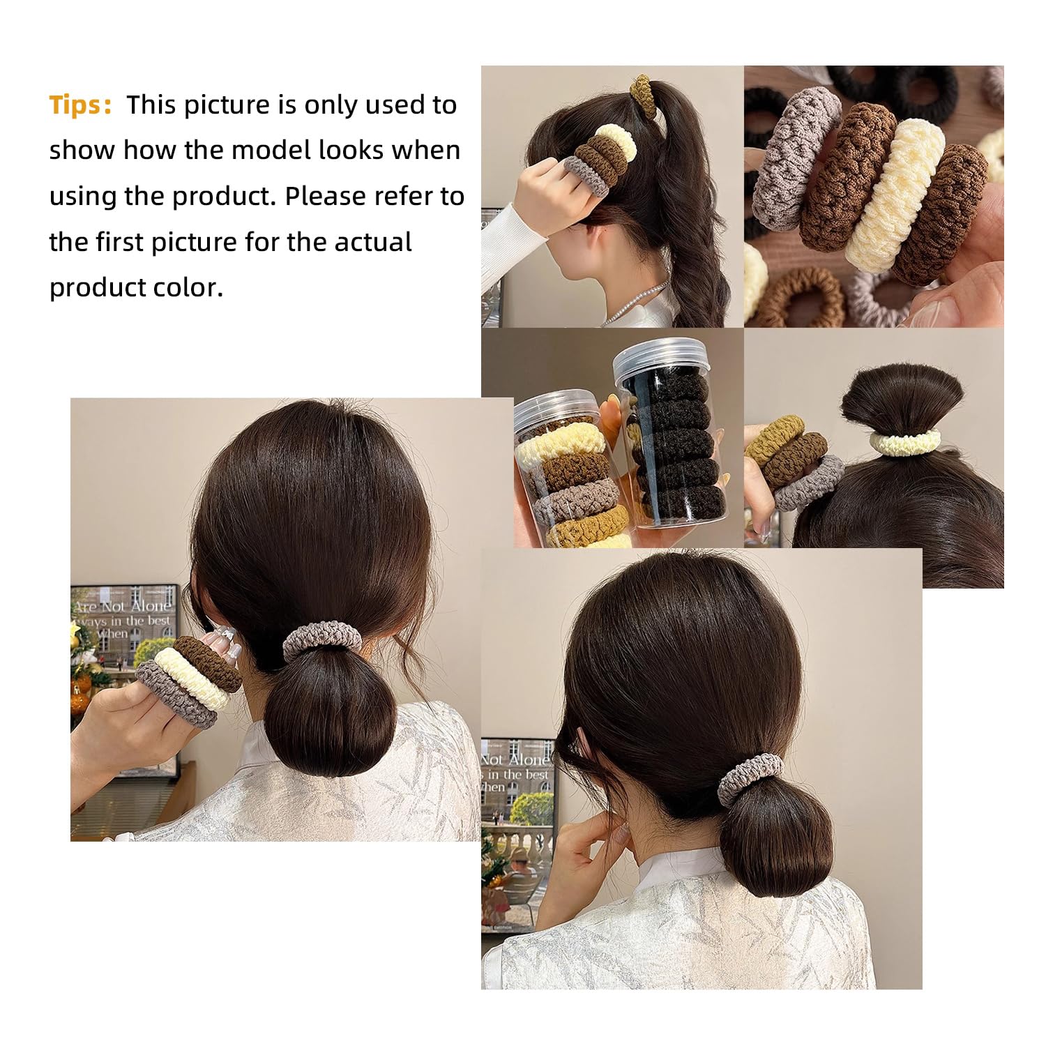Hair Ties with Seamless High Elastic Thickening and widening in Ponytail Holders (Brown with 6 Pcs Packing)
