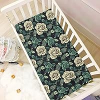Vista 6 de Fitted Crib Sheets White Roses Mini Crib Sheets for Boy & Girl Toddler Mattress Sheets Playard Sheet 21216581