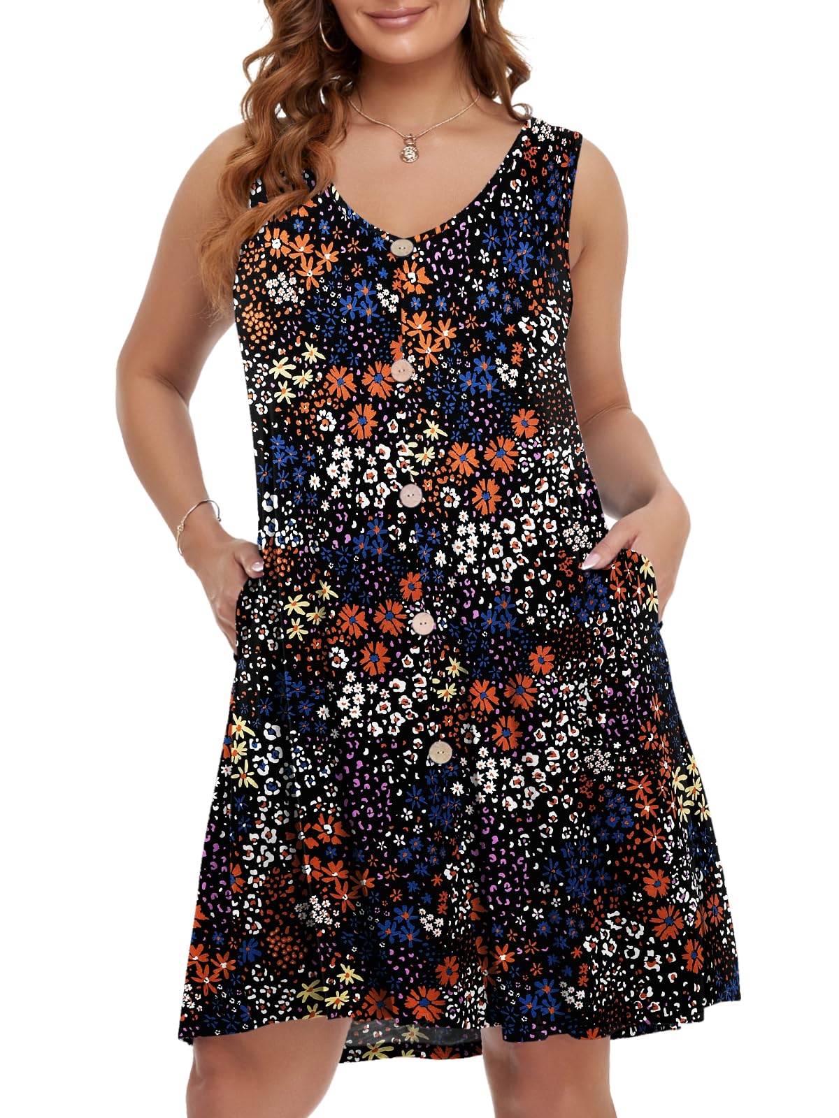 BELAROI Summer Dresses for Women Beach Tshirt Sundress V Neck Casual Swing Tank Dress Swimsuit Cover Ups Pockets