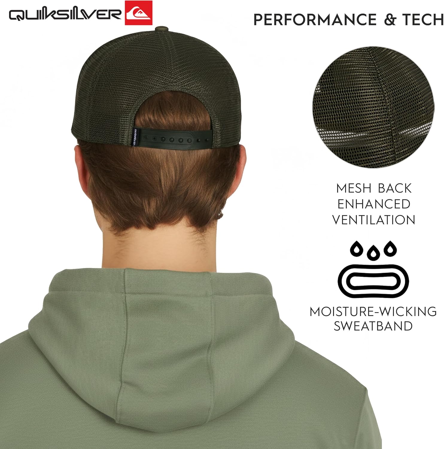 Quiksilver Men's Premium Cotton Adjustable Snap Back Logo Baseball Cap
