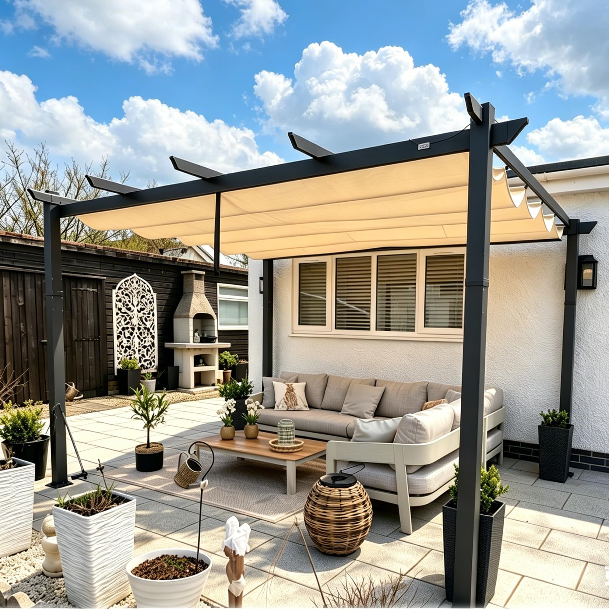 PURPLE LEAF Pergola Pavillon Terrassenüberdachung Gartenpavillon Aluminium mit Sonnenschutz Überdachung terrassenüberdachung.