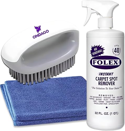 Miniatura 1 de ONDAGO Folex 32oz. Instant Carpet Spot Remover Kit -Bundle With 1 Microfiber cloth +1 Carpet brush- All You Need For Clean Carpet In One Kit