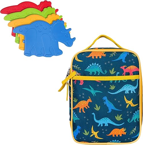 Wildkin Bolsa de almuerzo ecológica y paquete de hielo para platos frescos y satisfactorios por todas partes (dinosaurios jurásicos)