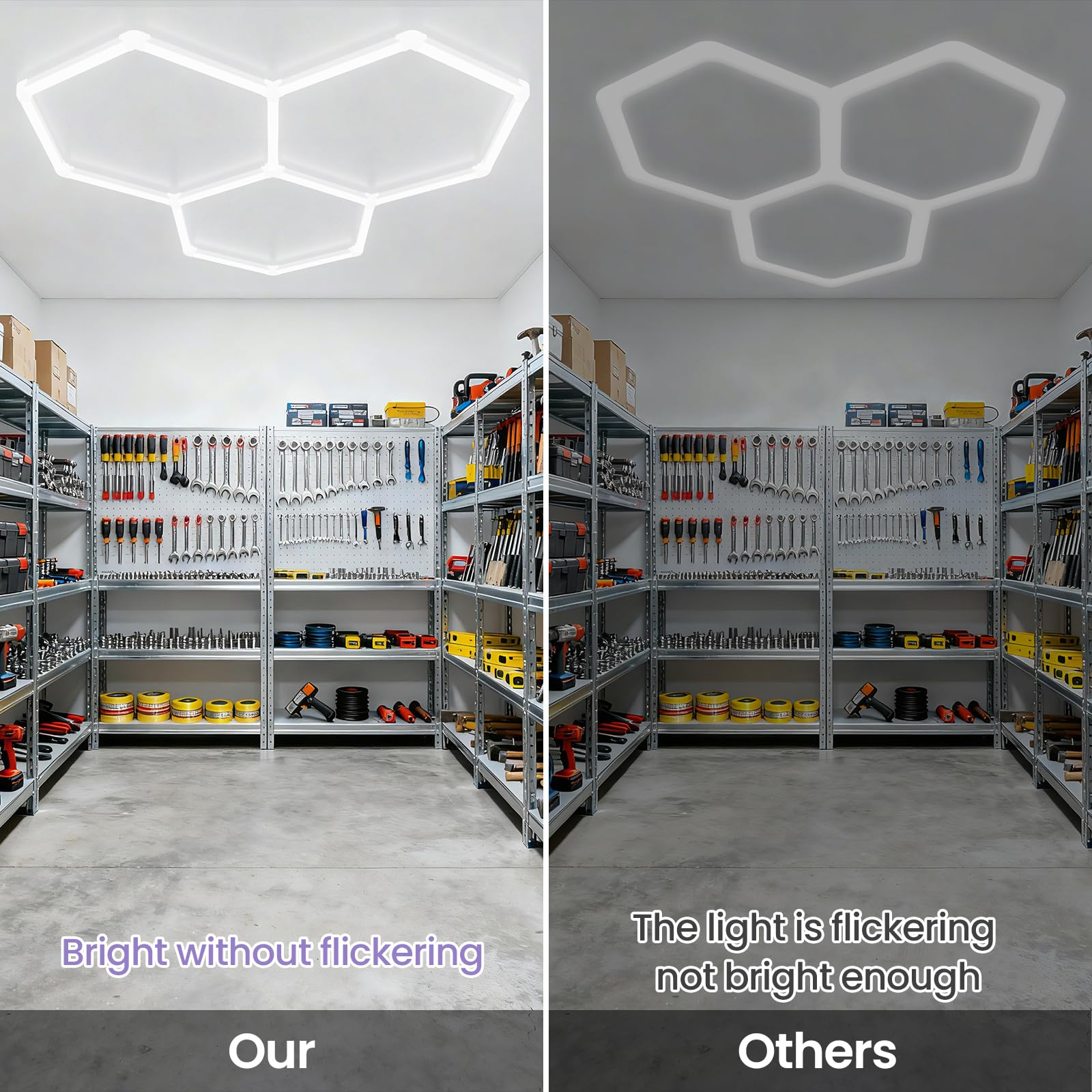 X-Litall Hexagon LED Garage Light, Lightweight Super Bright 128W