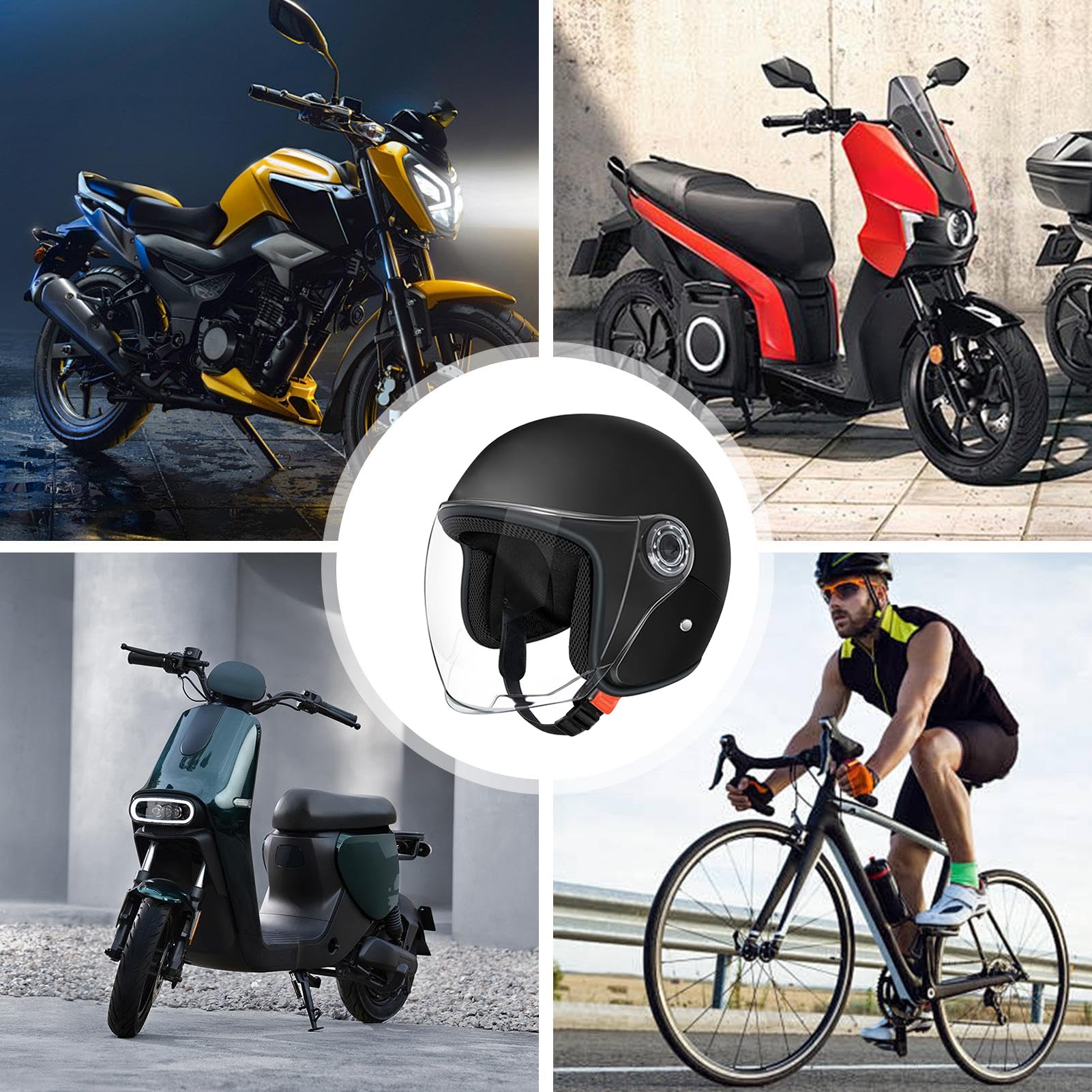 Duży kask motocyklowy, otwarty kask dla dorosłych, wyposażenie ochronne z wizjerem, do aktywności na świeżym powietrzu, dojazdów do jazdy na rowerze, skuterze sportowym