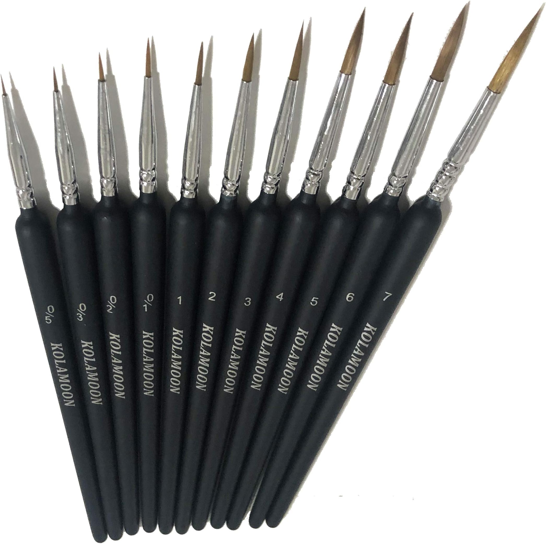 KOLAMOON 11 pieces Fine Detail Paint Brushes Set Miniature Artist Paint Brushes set for Acrylic Painting, Watercolor, Oil, Model painting