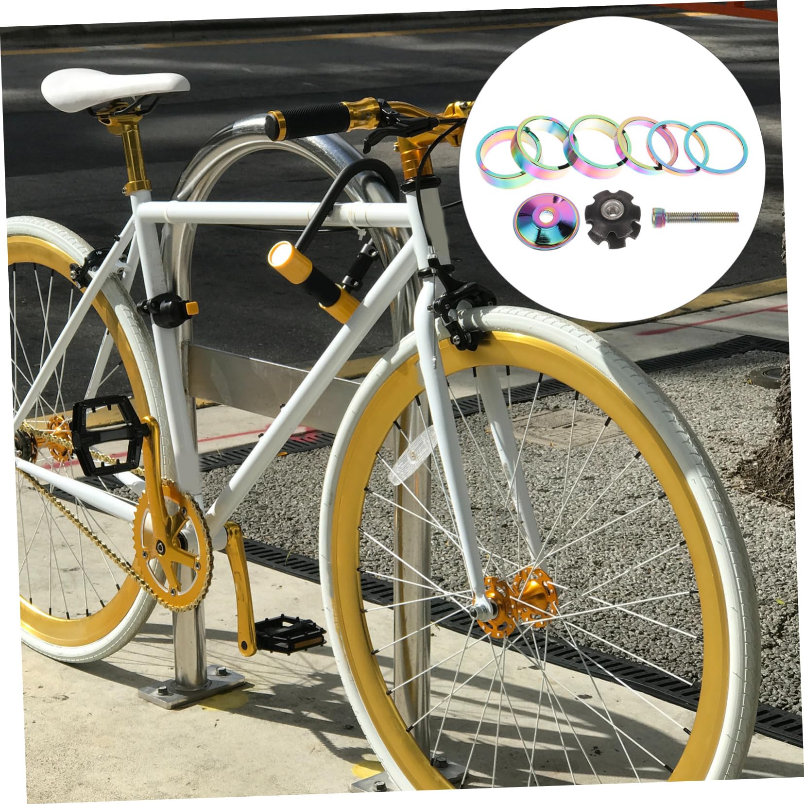 Abaodam 3 Sets Road Bike Headset Gaskets Aluminum Alloy Washer Spacers Replaceable Stem Spacer Lightweight