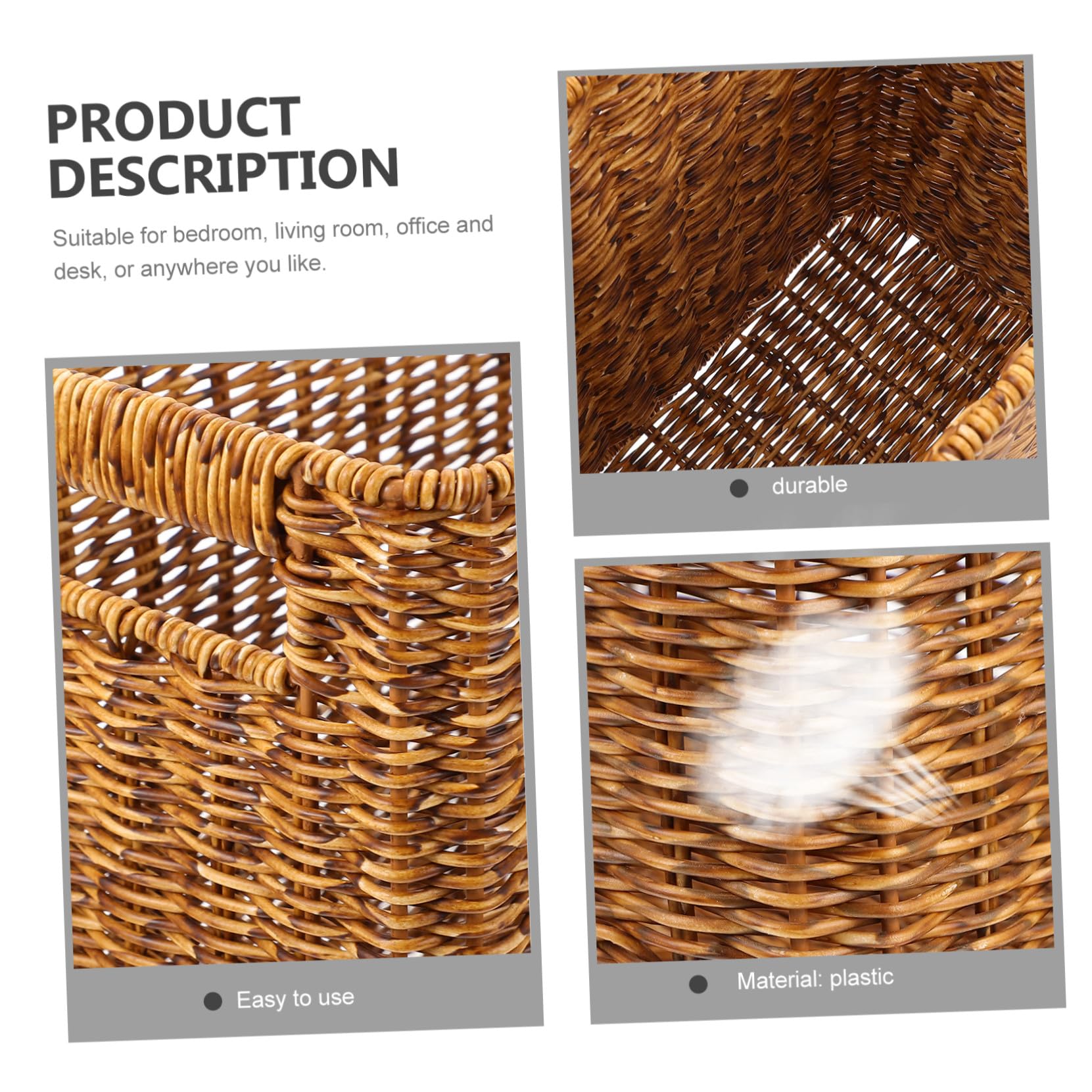 Cesto Portaoggetti Rettangolare Cestino Intrecciato Creativo Multiuso in Plastico Design Delicato e Funzionale per Casa e Hotel per Riviste e Oggetti Vari