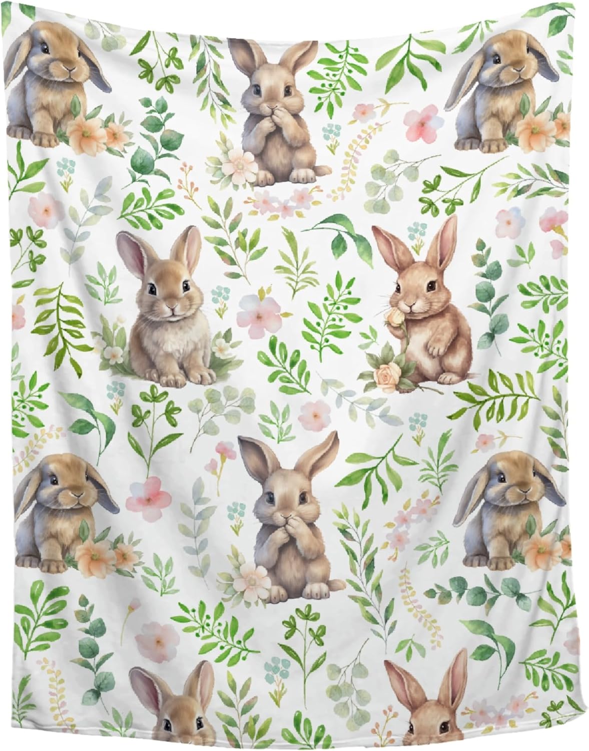 Hojizaio Bunny Blanket Cute Rabbit Floral Blanket Bunny