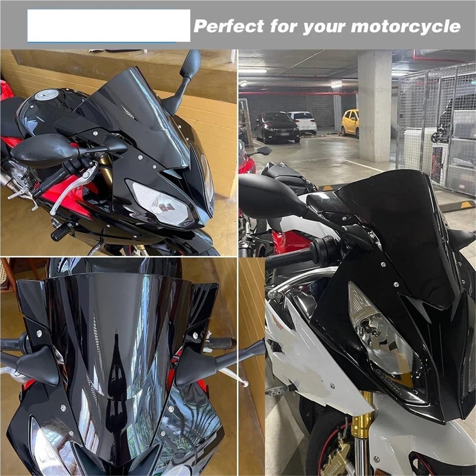 Deflektor motocykla Szyba przednia pasująca do BMW S1000RR 2015-2018 Podwójna osłona wiatroszczelna S1000 Deflektor wiatru spojler przedłużający szyba przednia(Clear)