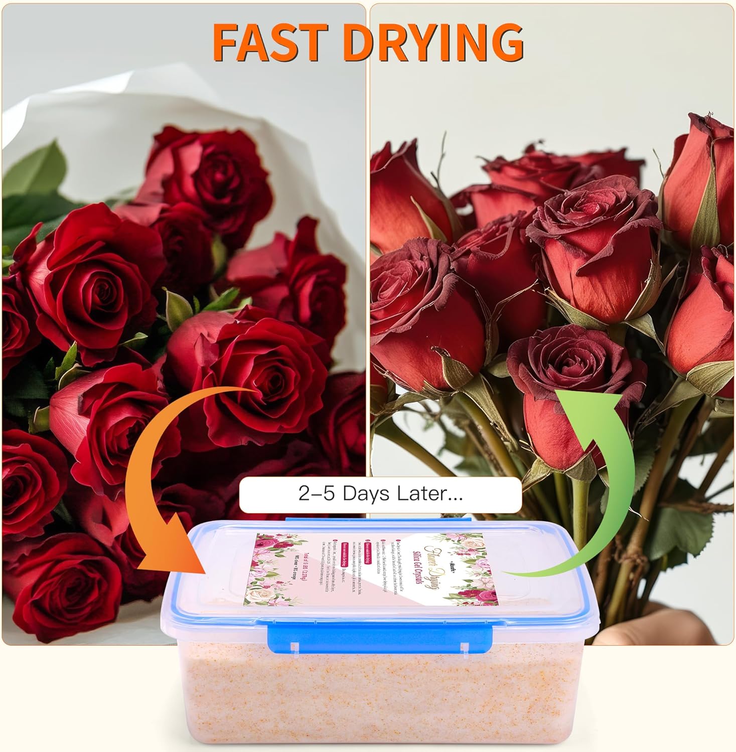 Aboofx 10" x 10" 10 Layers Wooden Flower Pressing Kit & 5LBS Flower Drying Silica Gel Crystals with Airtight Container, Brush, Ice Scraper & Gloves for DIY Art Craft Lovers, Wooden & 5LBS