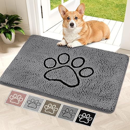 Miniatura 15 de Bcoimo Tapete súper absorbente para puerta de perro, 30 x 20 pulgadas, tapete antideslizante para patas fangosas, alfombras para mascotas para patas