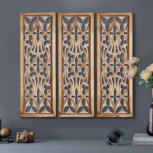 Miniatura 6 de Arte de pared de madera tallada decoración del hogar tallado a mano de 355 pulgadas en madera arte de pared grande escultura decorativa colgante de