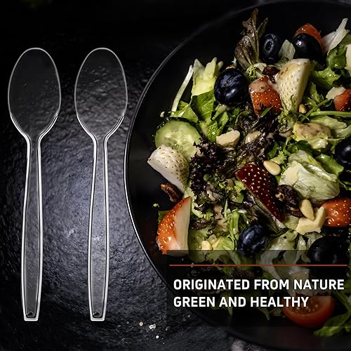 Vista 23 de Liacere 360 cubiertos de plástico transparente resistente, 150 tenedores, 150 cucharas, 60 cuchillos, sin BPA, resistentes al calor, juego de Claer