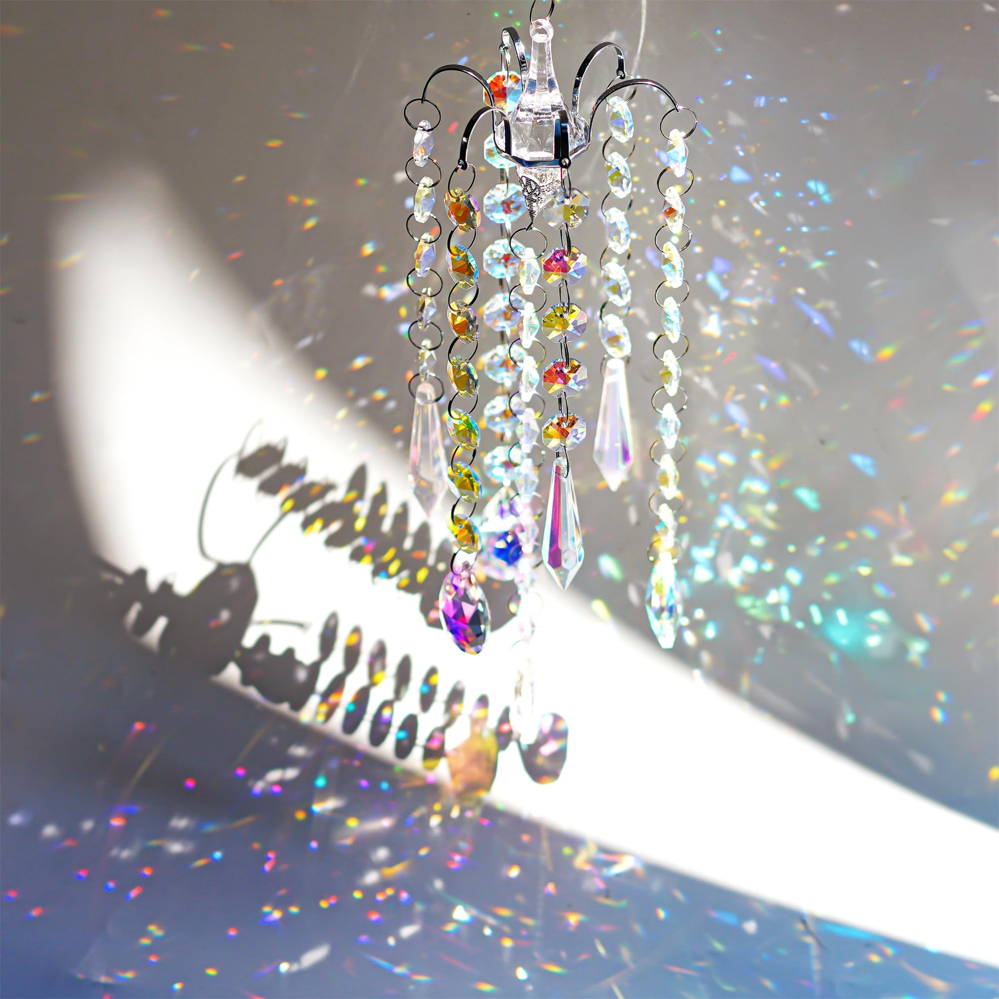 H&D HYALINE & DORA Kristallen Windgong Zonnevanger, Opknoping Suncatcher met AB Coating Glas Prisma's voor Venster, DIY Hanger Home Decor Geschenken