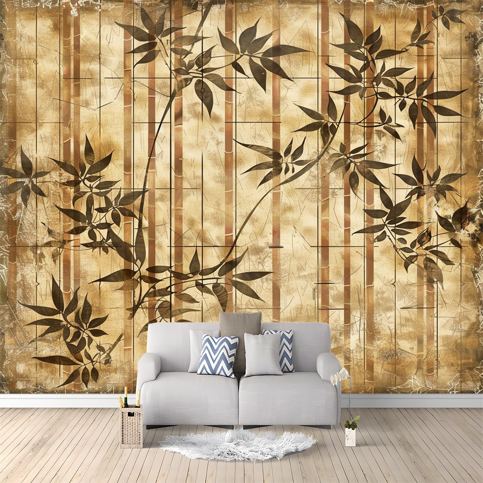Papier peint intissé brun pour masquer les défauts des murs de chambre