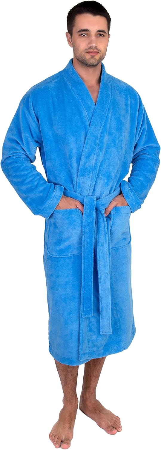 TowelSelections Men's Robe, Fleece Cotton, Terry-Lined Water Absorbent Bathrobe
