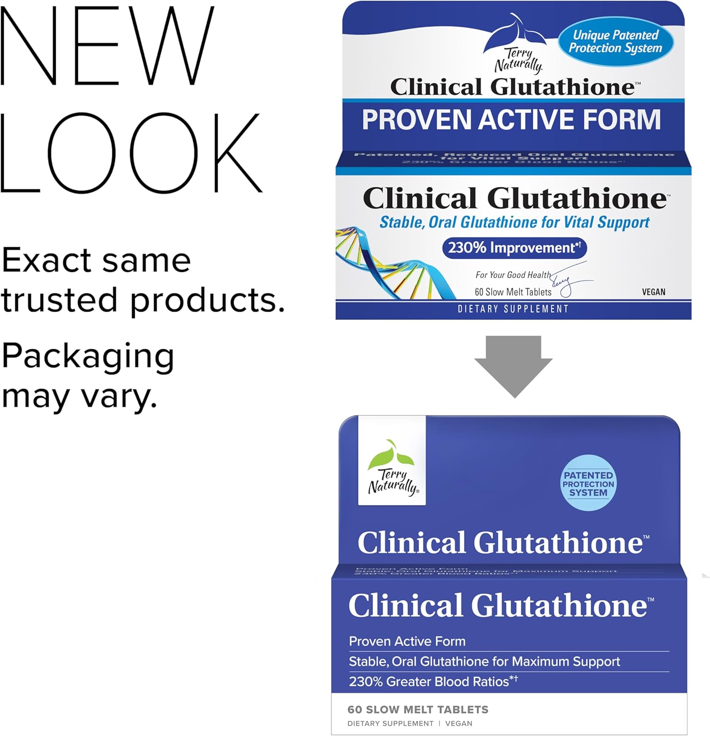 Terry Naturally Clinical Glutathione - Antioxidant Supplement for High Absorption - Dietary Supplement with L-Glutathione - Vegan to Support Cell Health - 60 Slow Melt Tablets